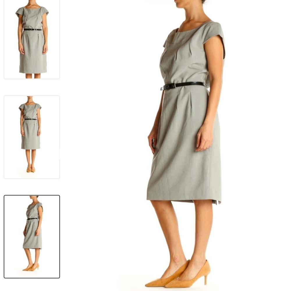 Calvin Klein Gray Solid Work Shift Dress Size 8 - image 3